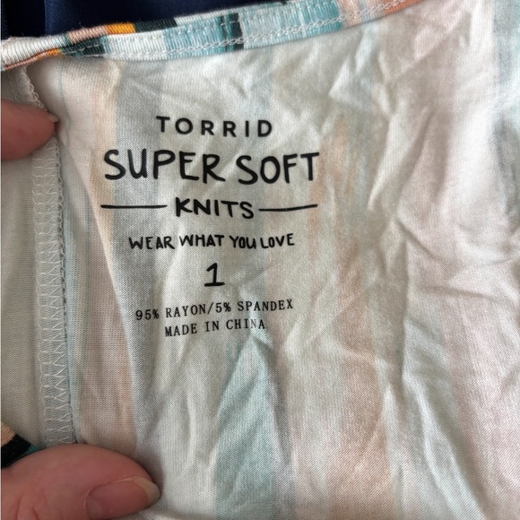 torrid Cold-Shoulder Maxi Dress in Aqua, Peach & Brown Brushstroke NWT - Picture 5 of 5